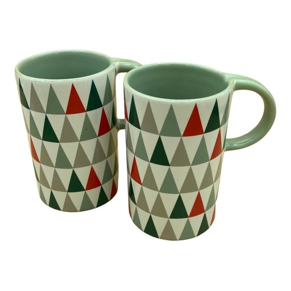 Starbucks Other - 2017 Starbucks Modern Christmas Holiday Triangle Tree Ceramic Coffee Mug Pair